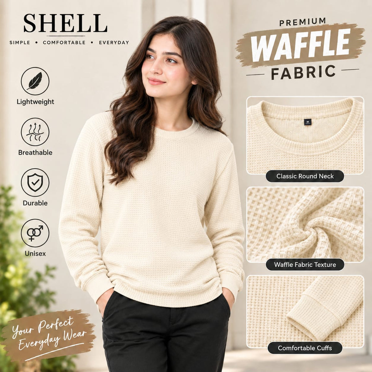 Premium Waffle Sweatshirt – Black Color