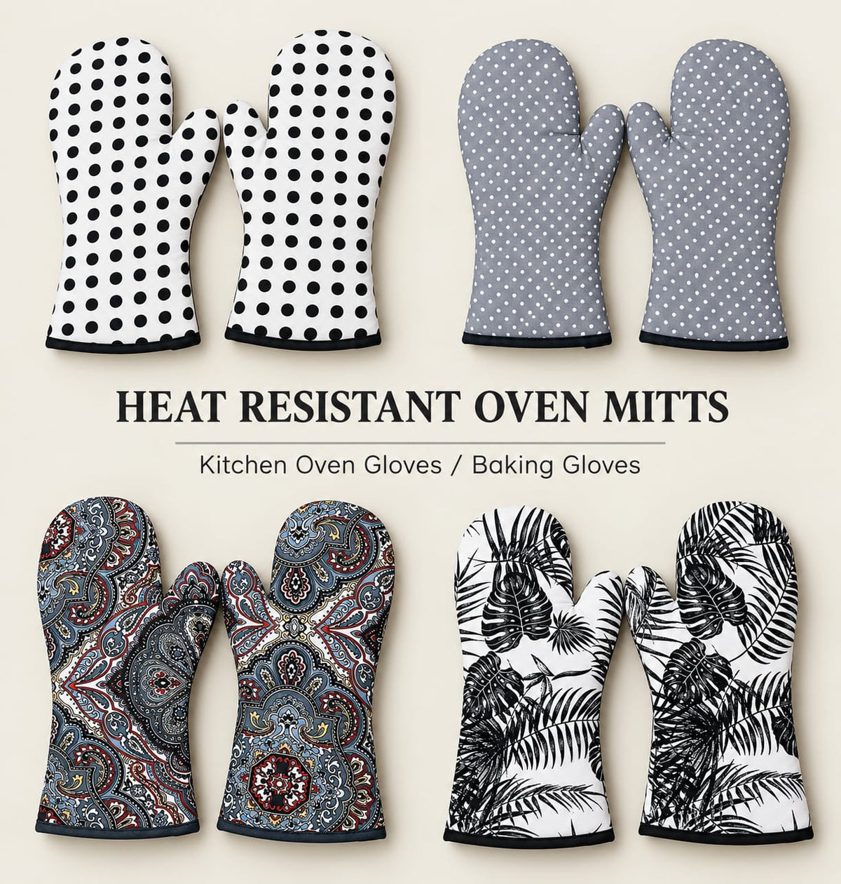 Heat Resistant Oven Mitts – 2 Pieces Set