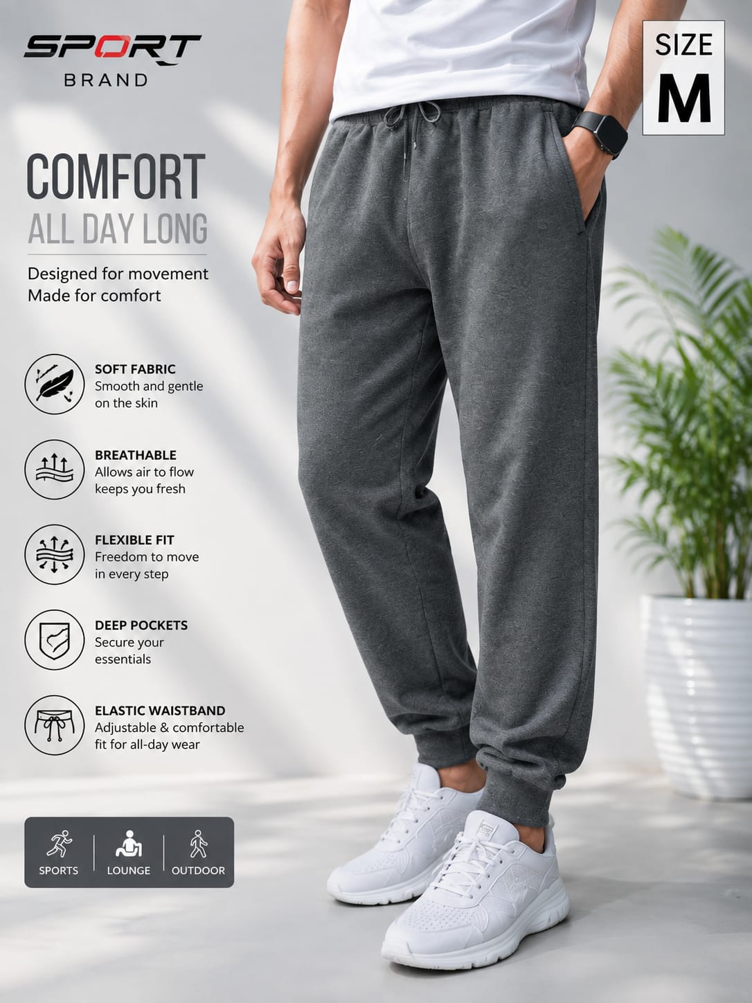 Men’s Grey Casual Trousers