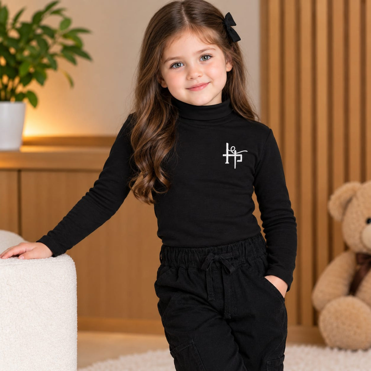 Kids Girl Classic High Neck - White