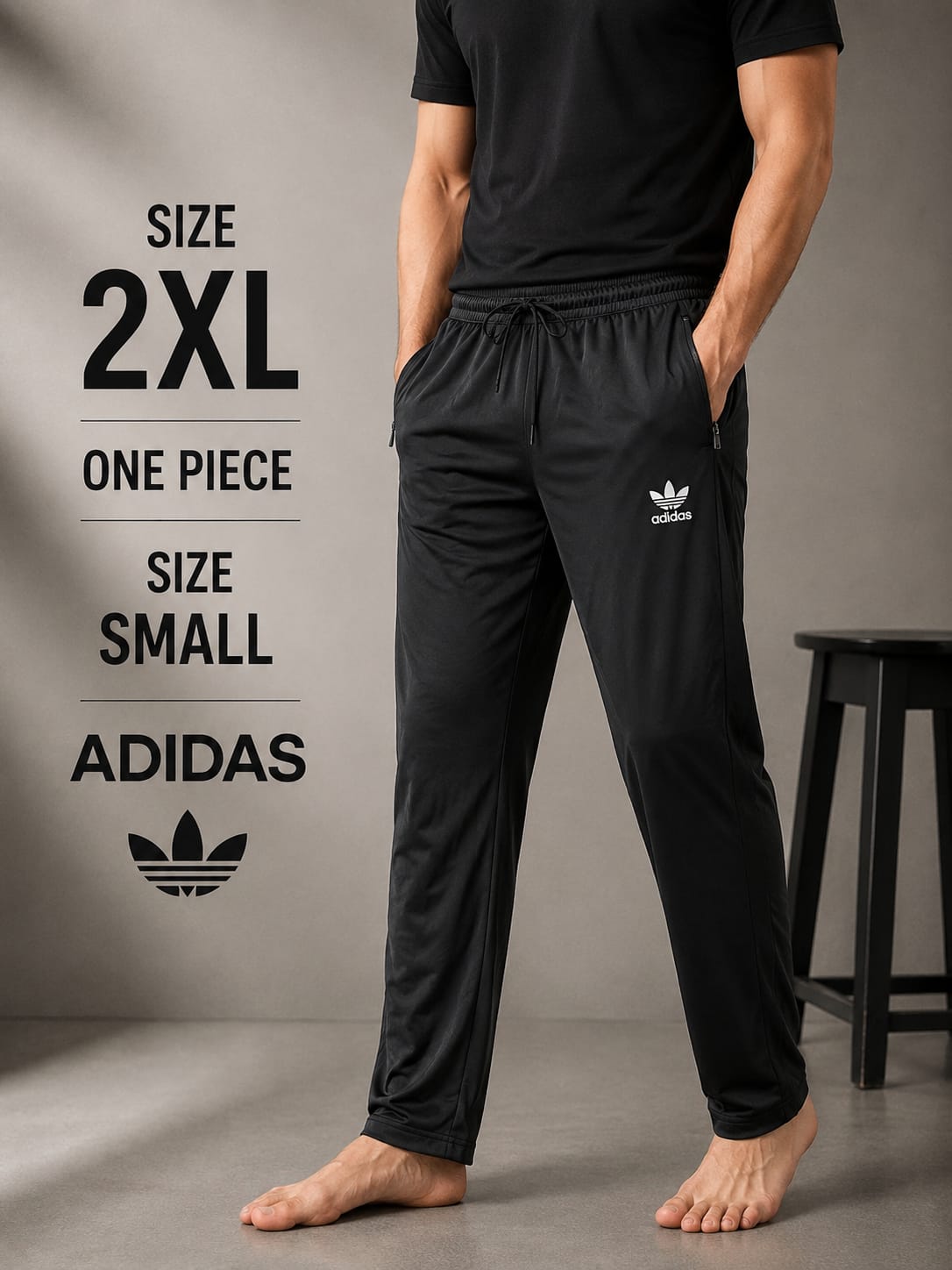 Men’s Adidas Striped Sports Trousers - Black