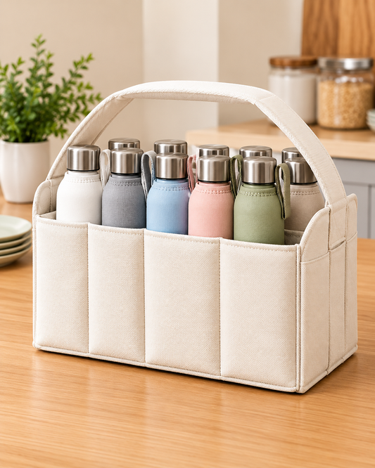 6-Compartment Fabric Bottle Holder Organizer