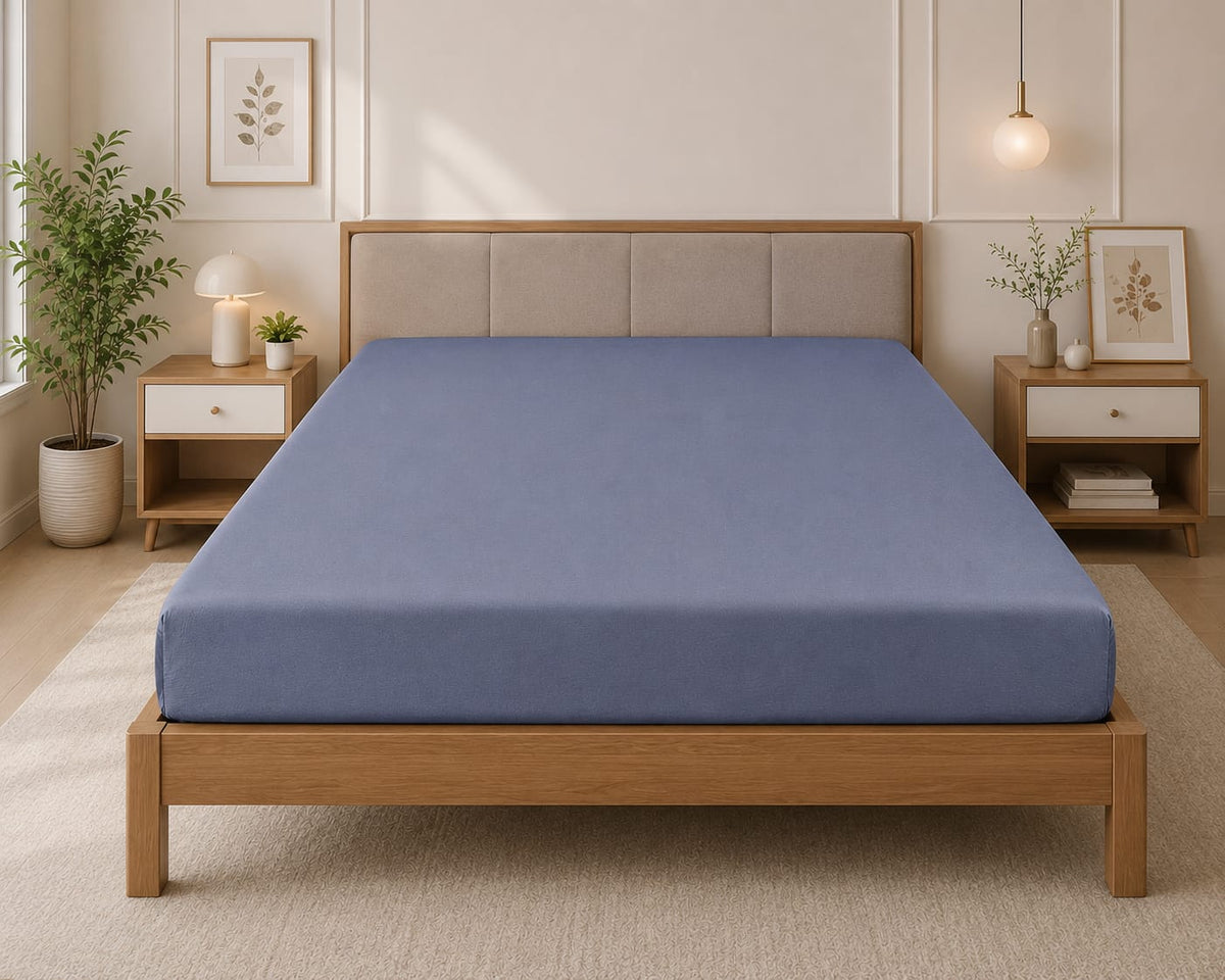 Premium Fitted Sheet – Denim Blue