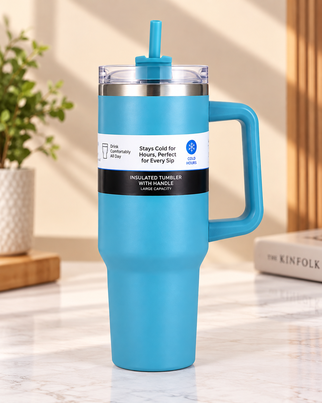 Insulated Tumbler with Handle & Straw