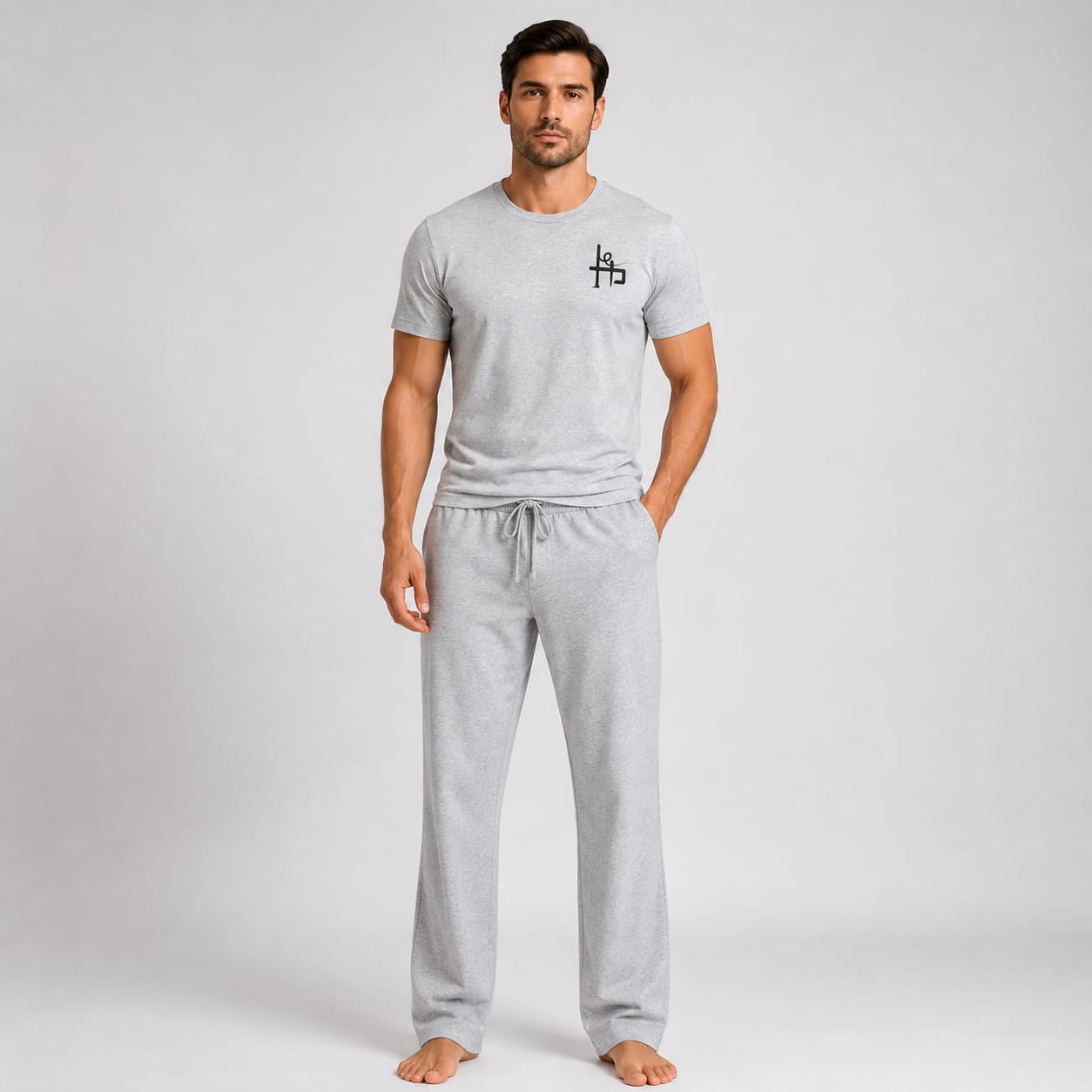 Men’s 2-Piece Printed T-Shirt & Trouser Set – Casual Lounge Wear