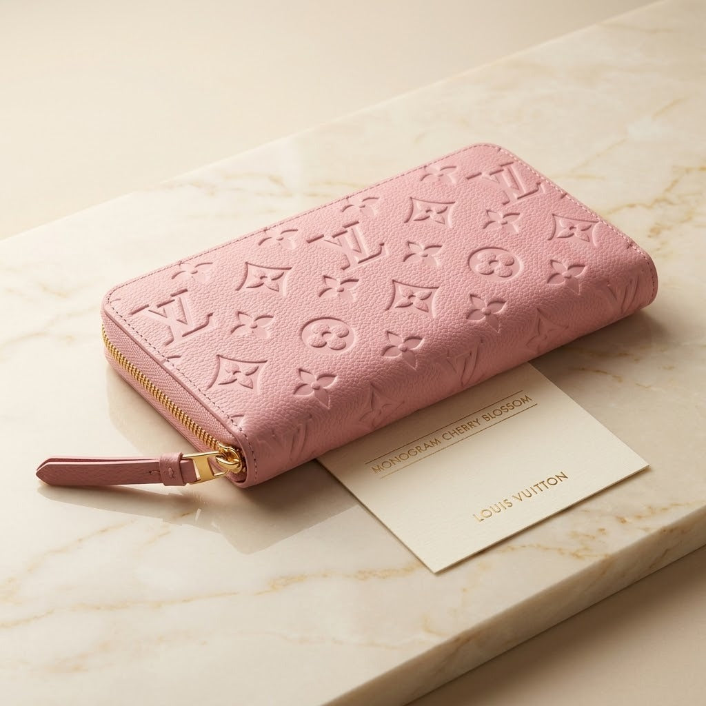 Women’s Embossed Monogram Zip-Around Wallet – Designer Long Leather Clutch