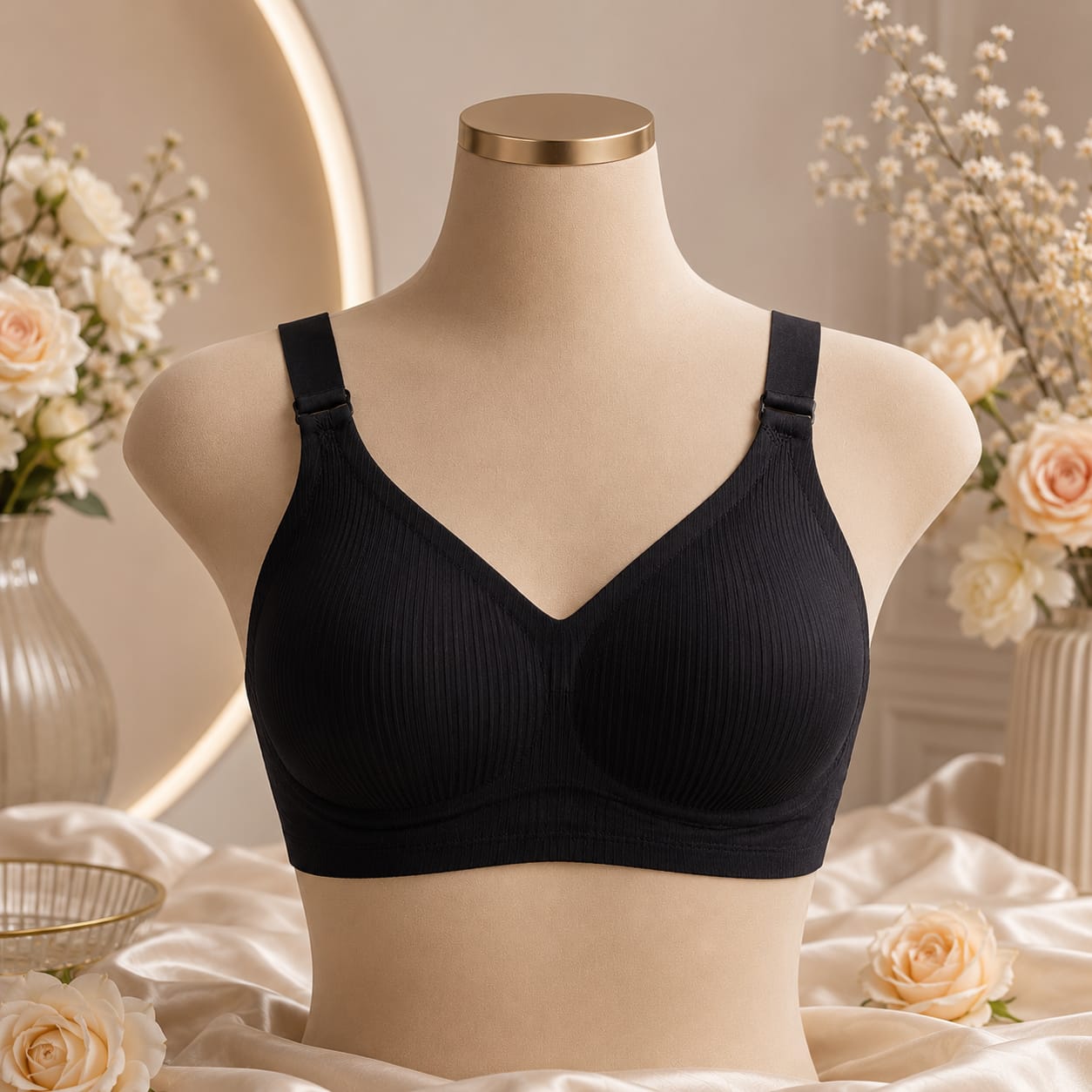Women’s Ribbed Seamless Wireless Bra – Everyday Comfort Bralette