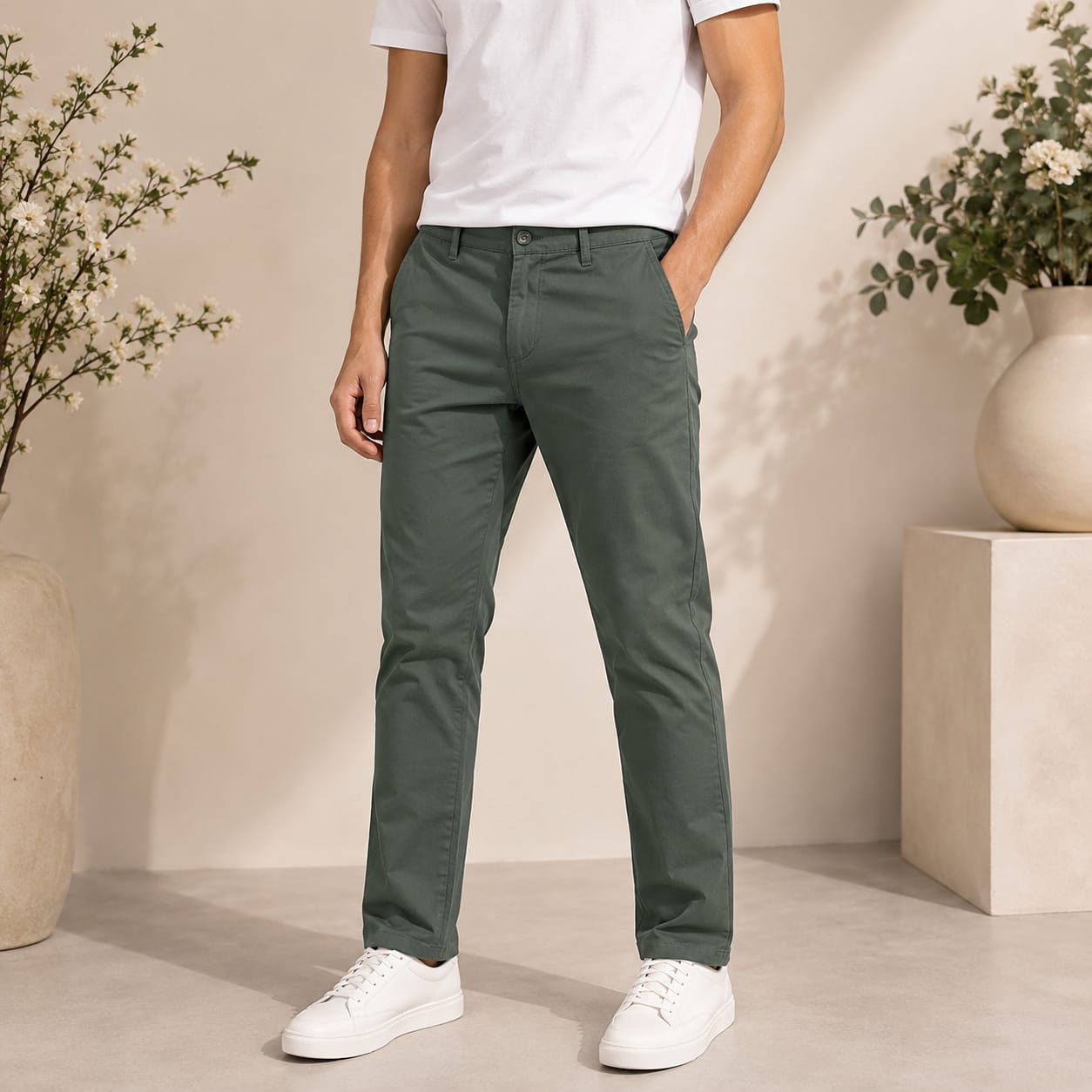 Men’s Slim Fit Stretch Chino Pants – Casual Cotton Trousers