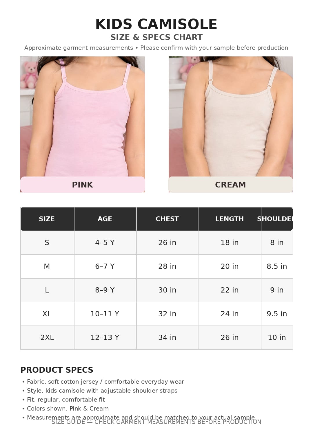Kids Girls Premium Camisole Tank Top