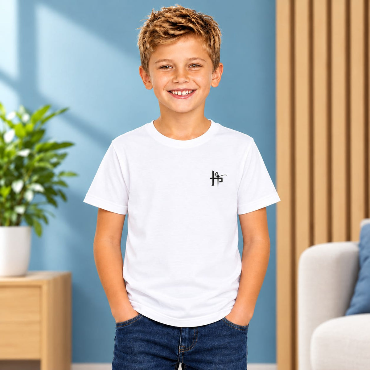Kids Boys Signature Logo Crew Neck T-Shirt - Blue