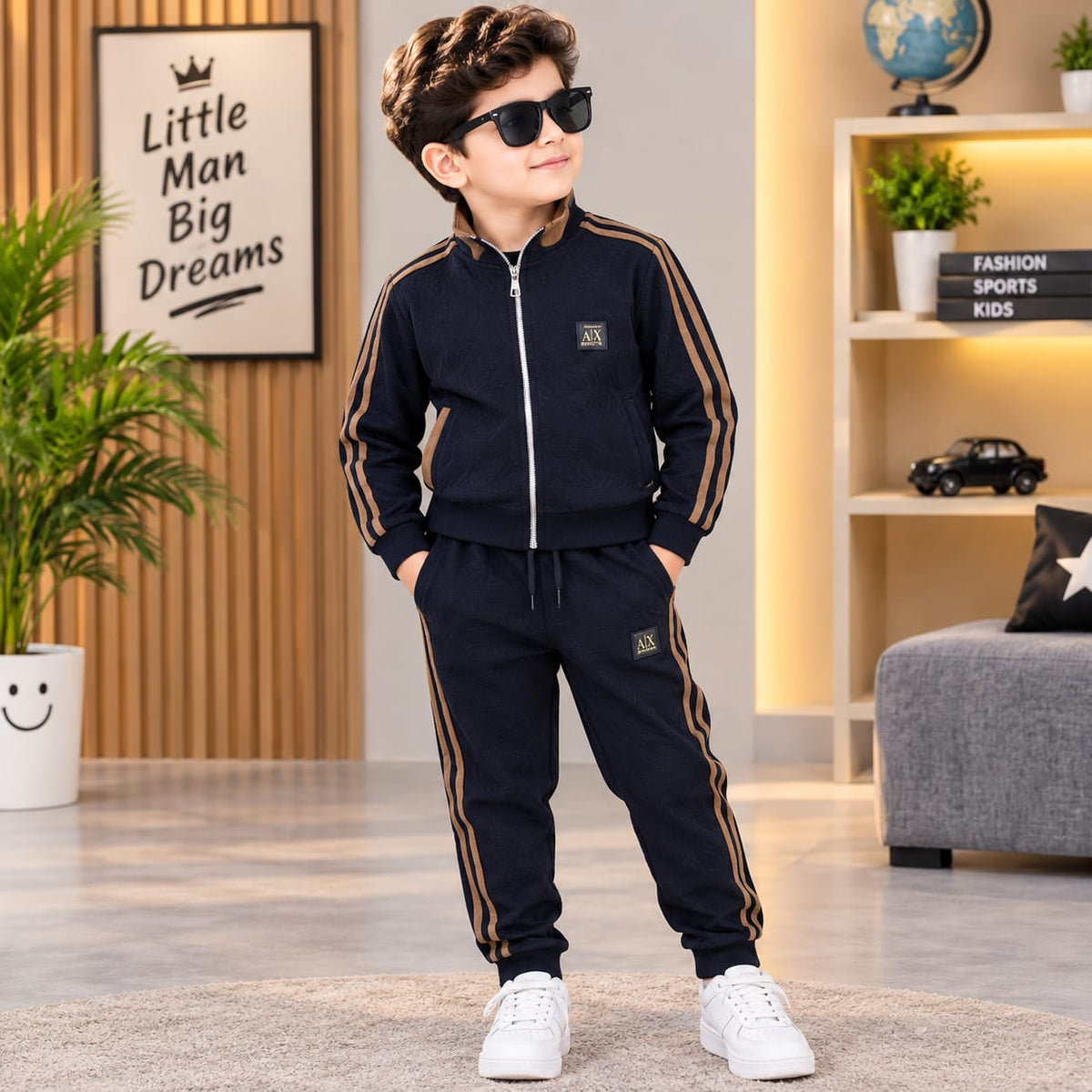 Kids Boys Premium Textured Tracksuit – 2 Piece