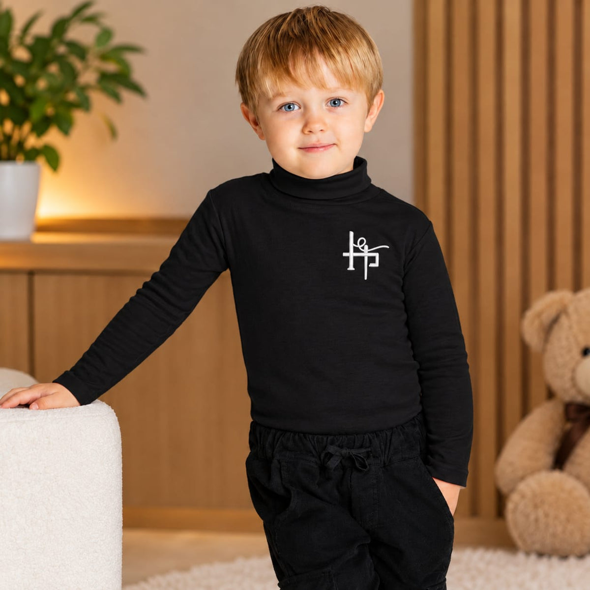 Kids Boy Classic High Neck - Black