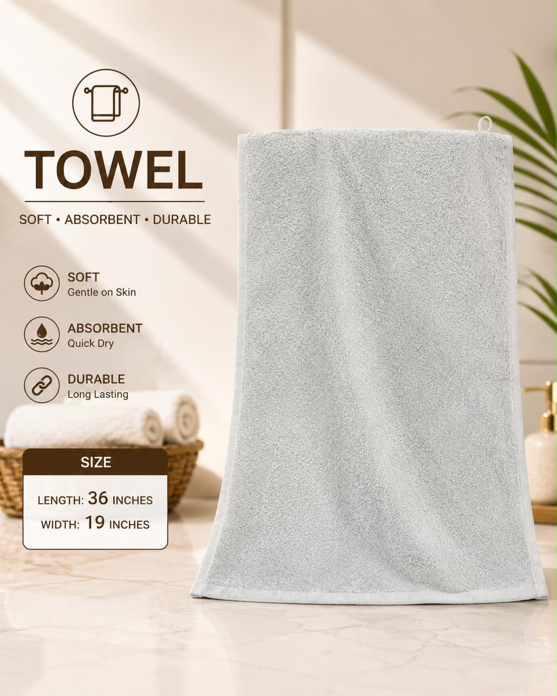 Premium Soft & Absorbent Bath Towel - Light Grey