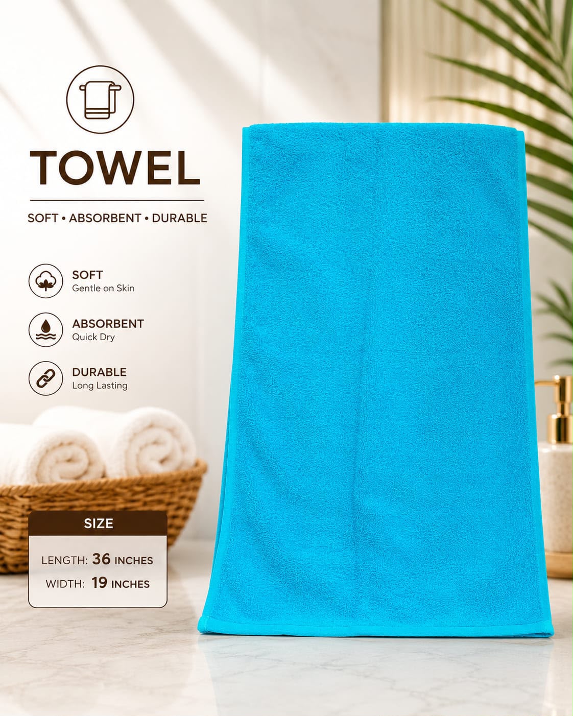 Premium Soft & Absorbent Bath Towel - Sky Blue