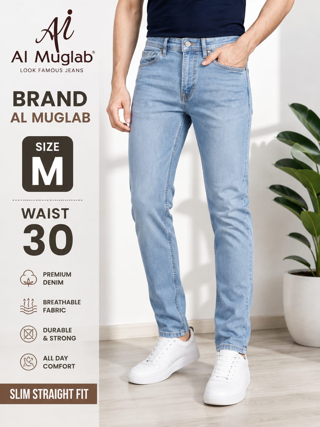 Al Muglab Men’s Classic Straight-Fit Denim Jeans