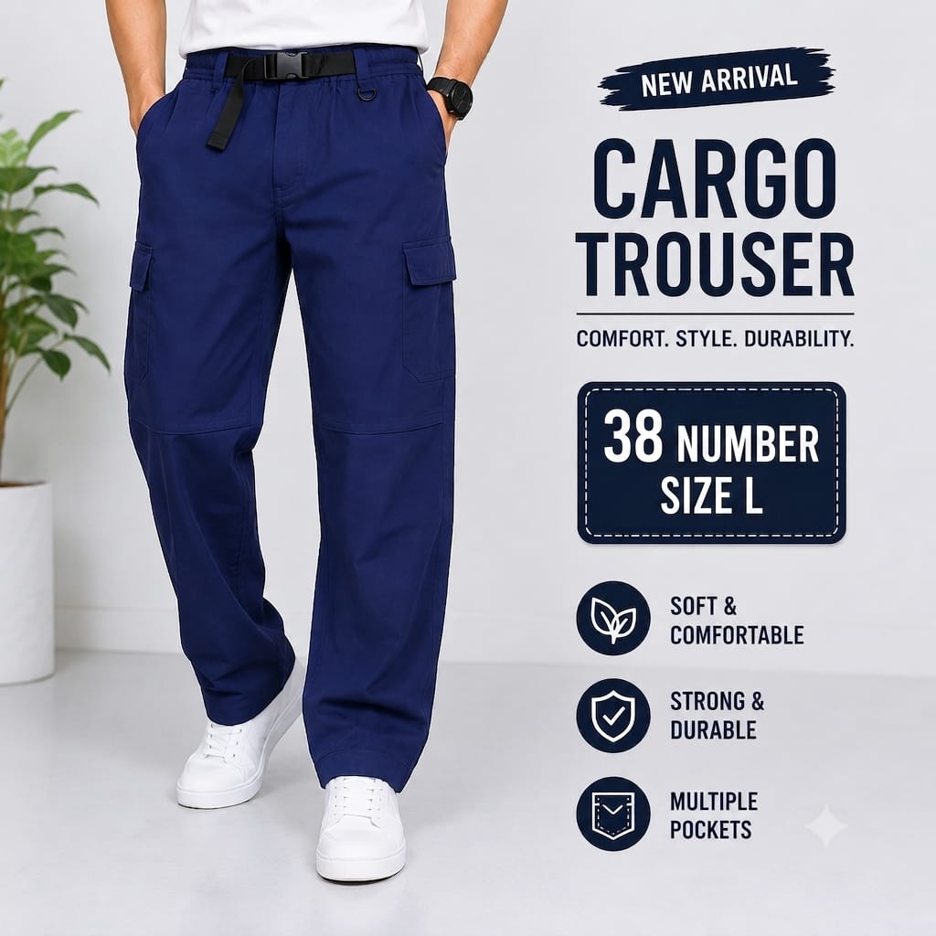 Men’s Navy Blue Cargo Trousers
