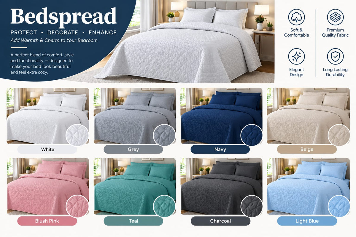 Premium Quilted Bedspread – Soft & Elegant Bedding Cover