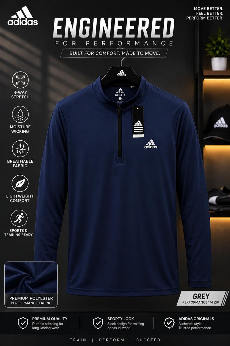Men’s Quarter Zip Sports Shirt – Navy Blue