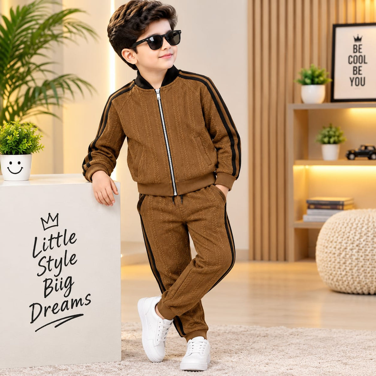 Kids Boys Premium Textured Tracksuit – 2 Piece