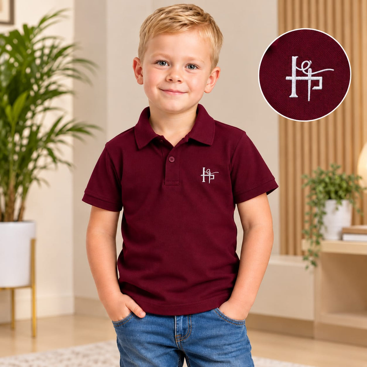 Kids Classic Embroidered Polo Shirt - White