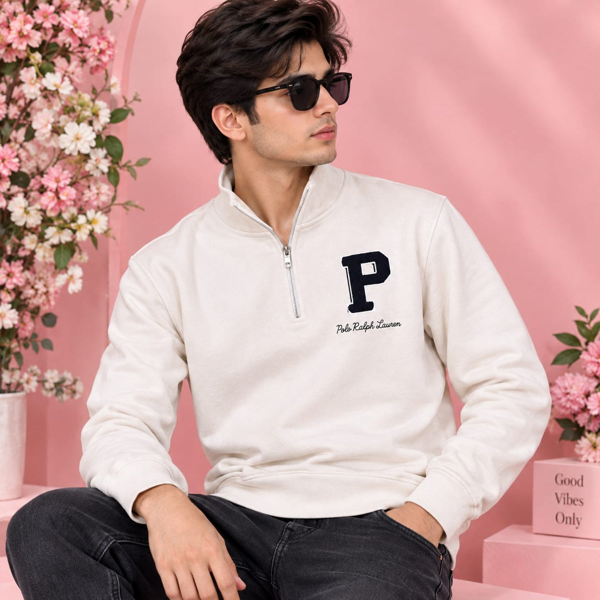 Men’s Quarter Zip Sweatshirt - White