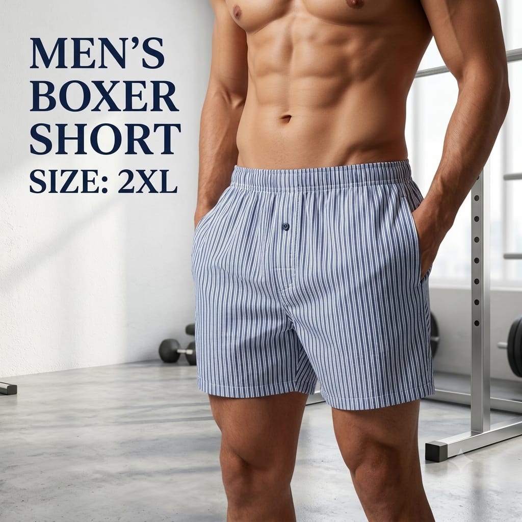 Men’s Striped Boxer Shorts – Blue & White