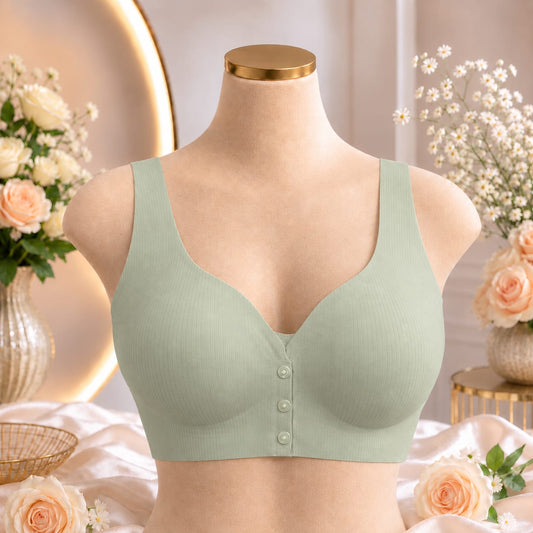 Ladies Front Button Seamless Padded Everyday Bra – 3 Colors
