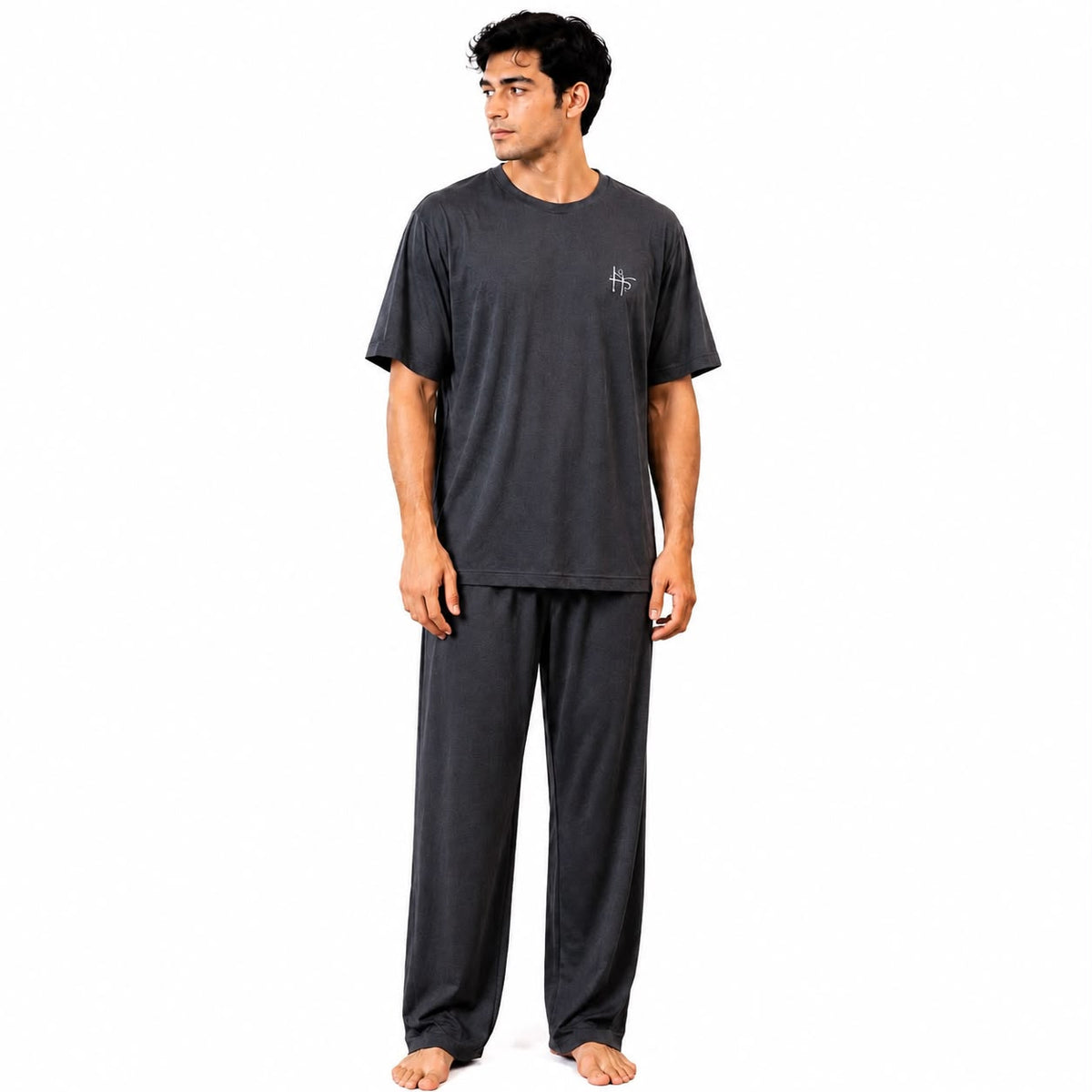Men’s 2 Piece Night Suit – Gray