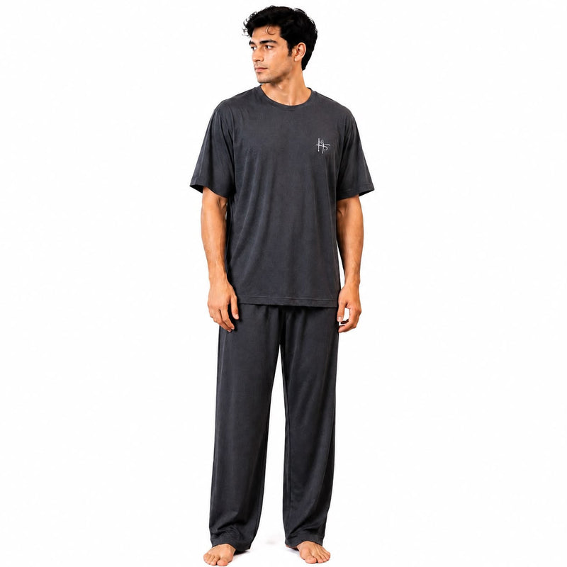 Men’s 2 Piece Night Suit – Gray