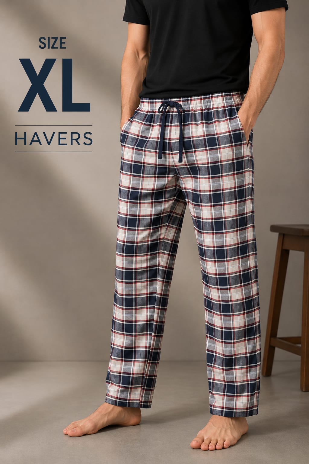 Men’s Checkered Lounge Trousers - Navy Check