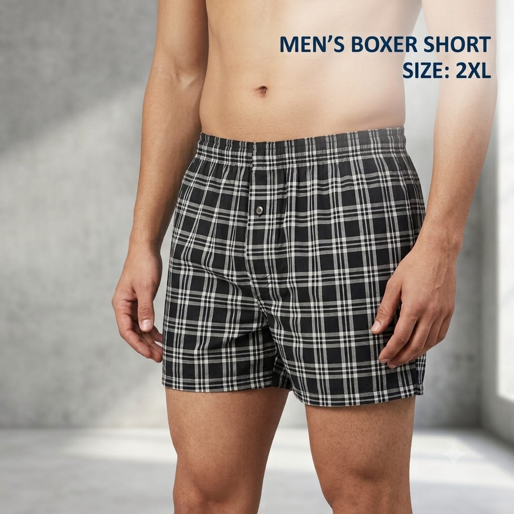 Men’s Checkered Boxer Shorts – Black & White