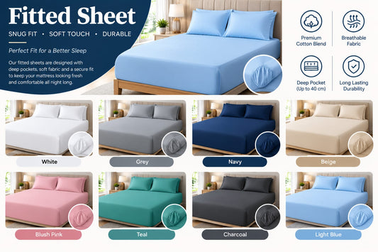 Premium Deep Pocket Fitted Sheet – Soft & Snug Fit