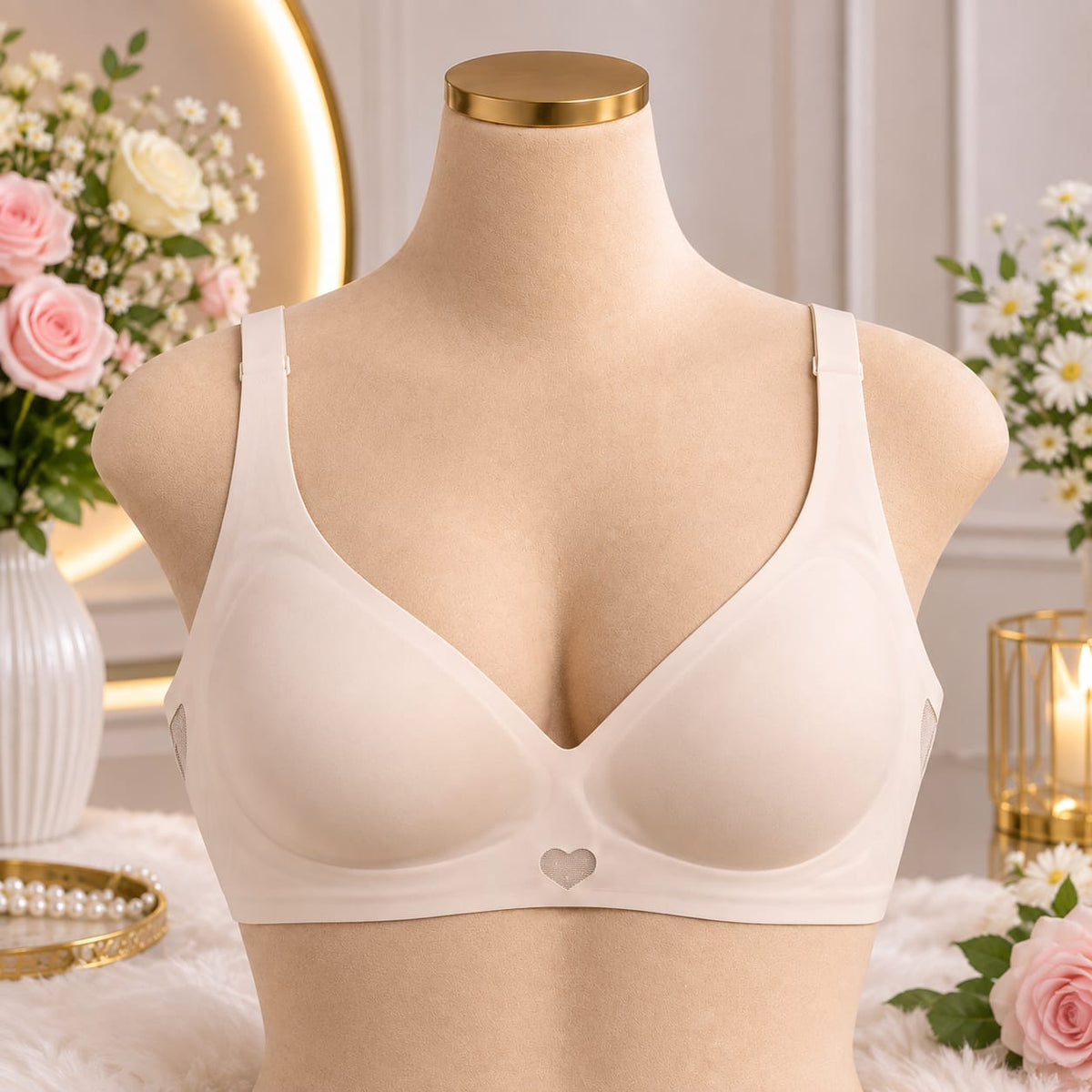 Ladies Heart Detail Seamless Padded Bra – 3 Colors