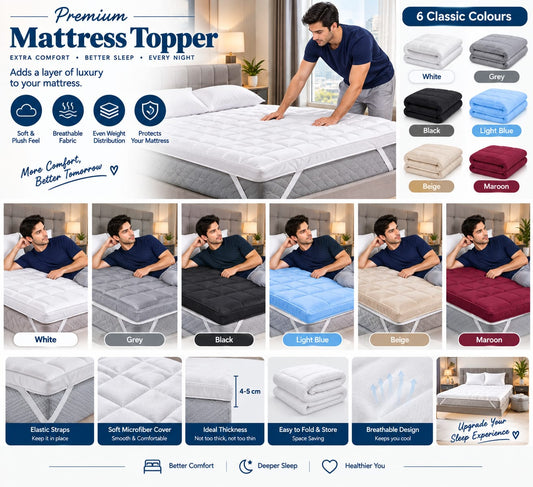 Premium Soft & Plush Mattress Topper – Extra Comfort