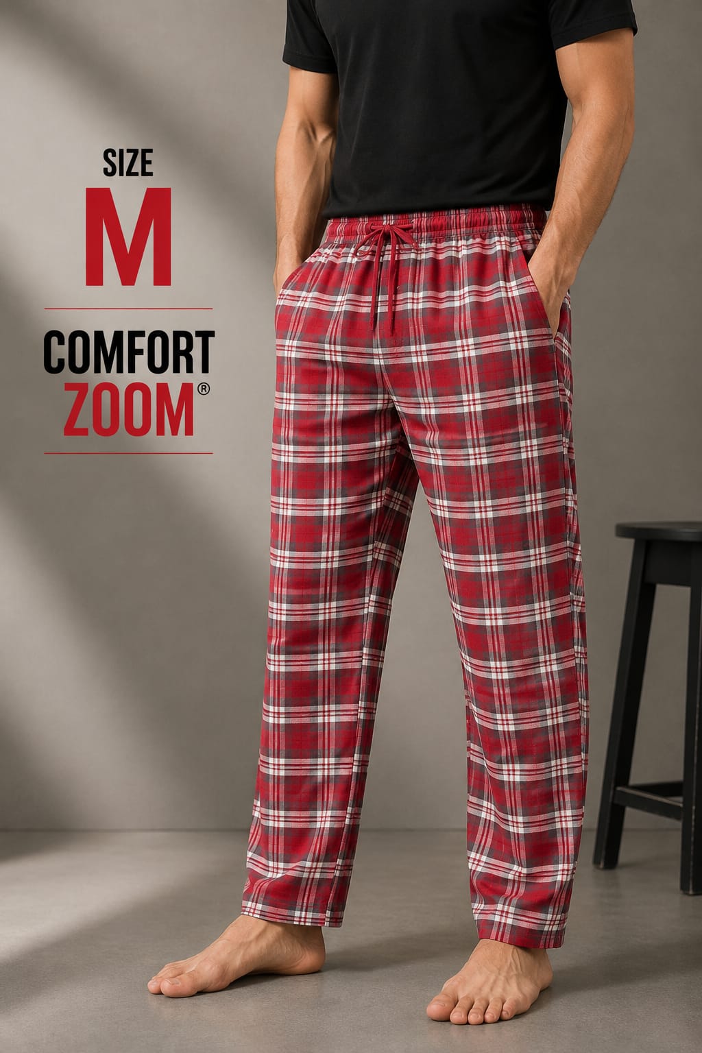 Men’s Checkered Lounge Trousers – Red