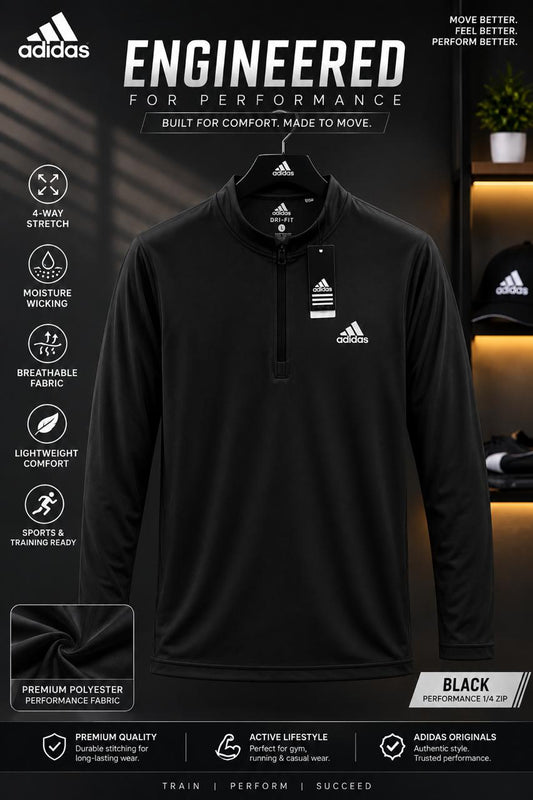 Men’s Quarter Zip Sports Shirt – Black