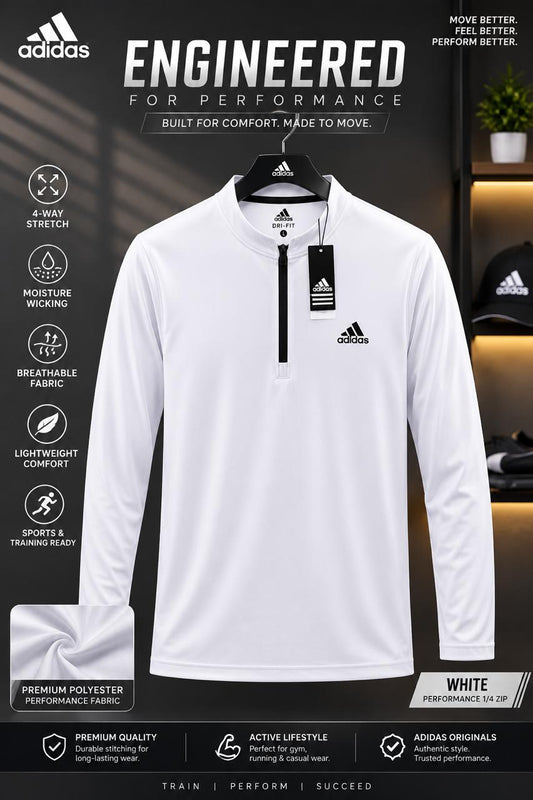 Men’s Quarter Zip Sports Shirt – White