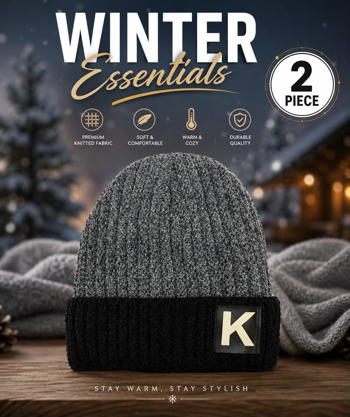 Unisex Winter Knitted Beanie Cap