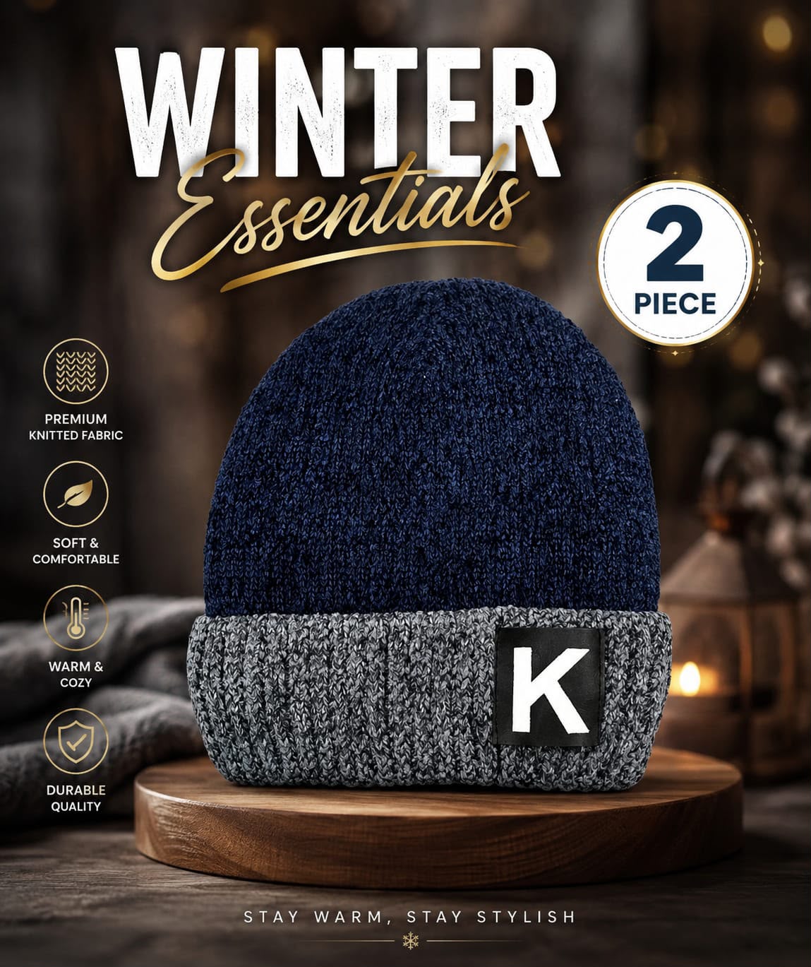 Unisex Winter Knitted Beanie Cap