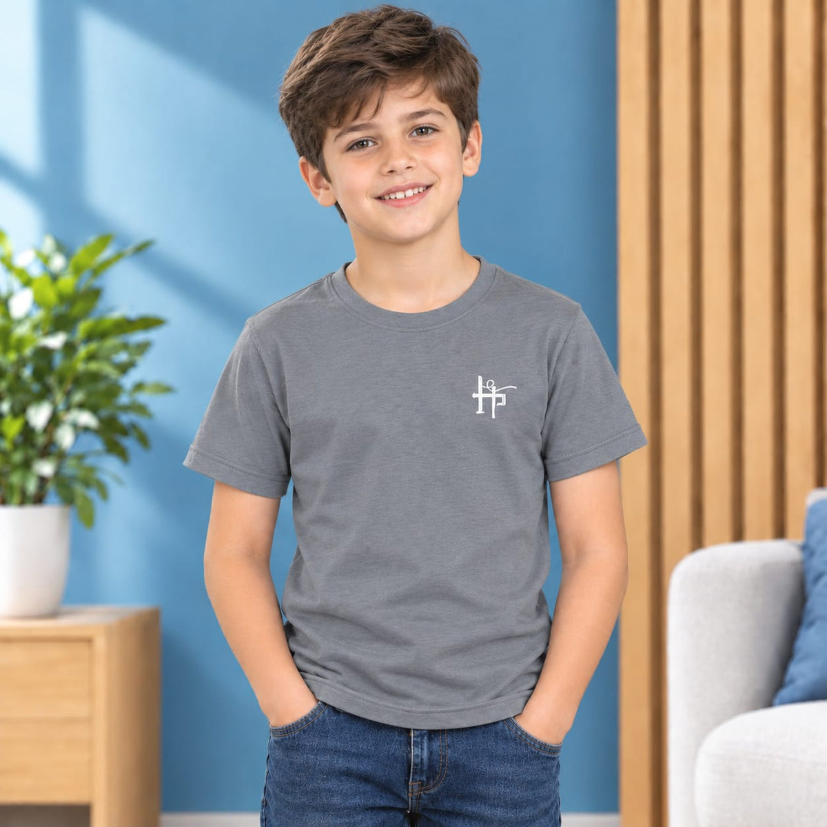 Kids Boys Signature Logo Crew Neck T-Shirt - White