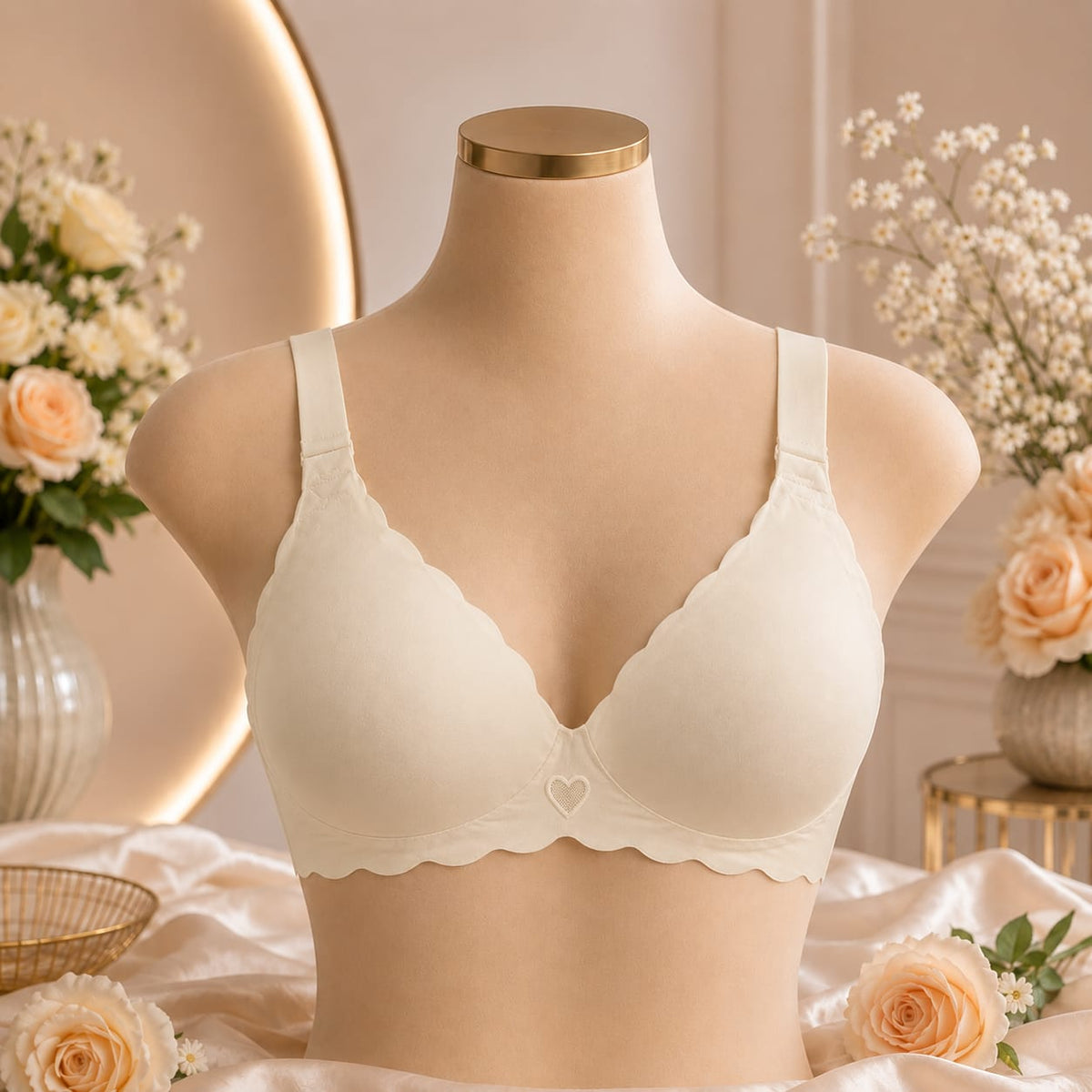 Ladies Scallop Edge Padded Everyday Bra – 2 Colors