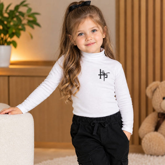 Kids Girl Classic High Neck - White