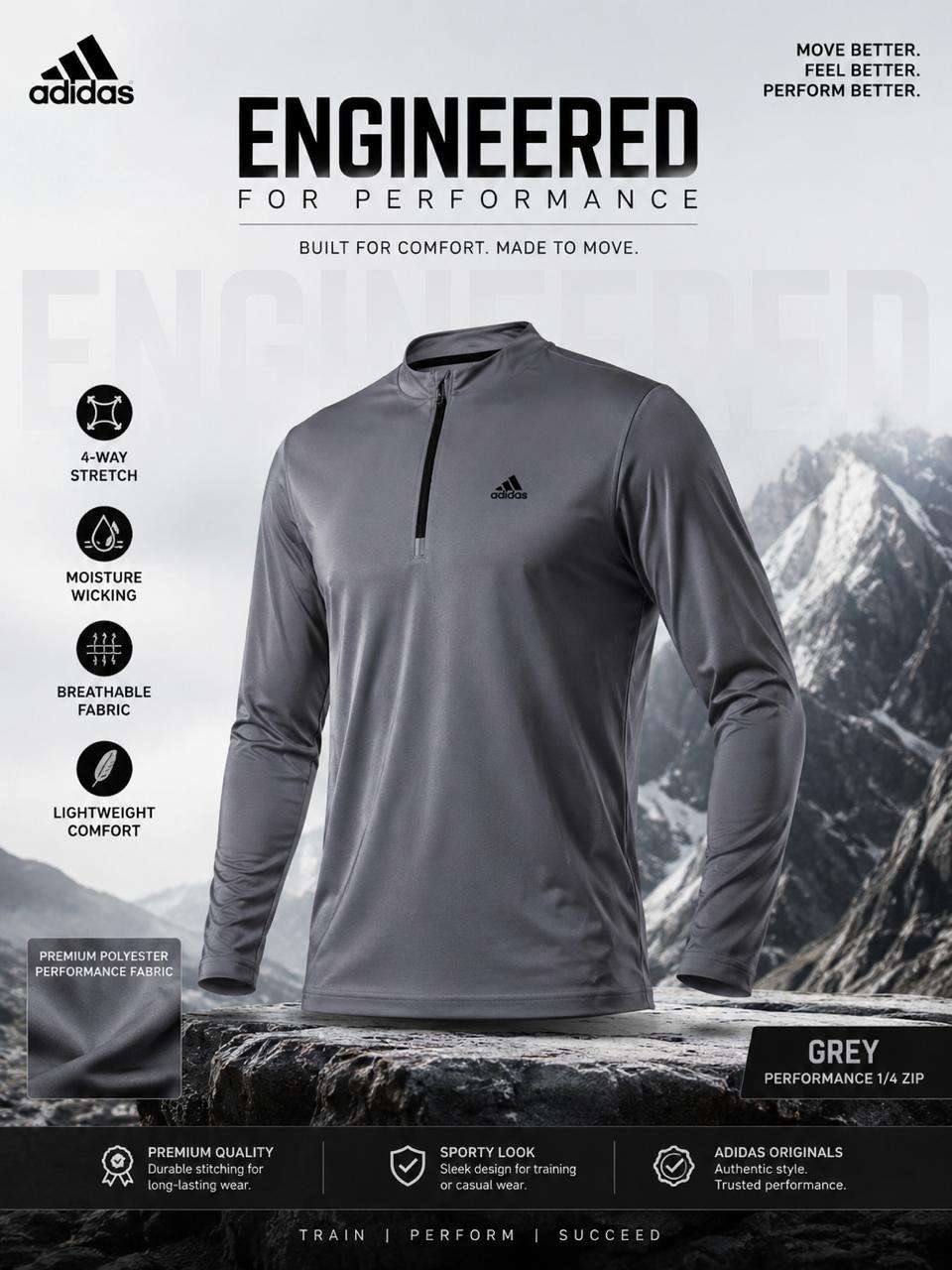Men’s Quarter Zip Sports Shirt – Gray