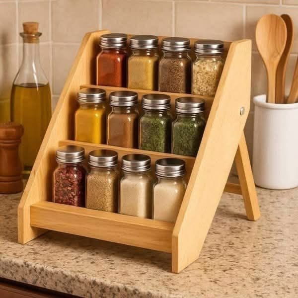 3-Tier Wooden Spice Rack Organizer