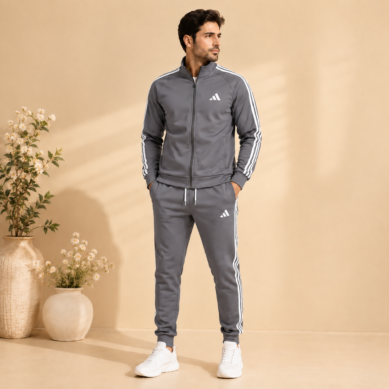 Men’s 2 Piece Sports Tracksuit – Full Zip Jacket & Jogger Pants Set