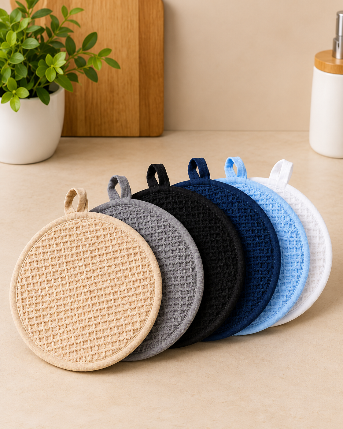 Round Waffle-Weave Dishcloth