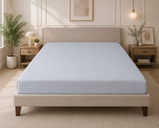 Premium Fitted Sheet – Ice Blue