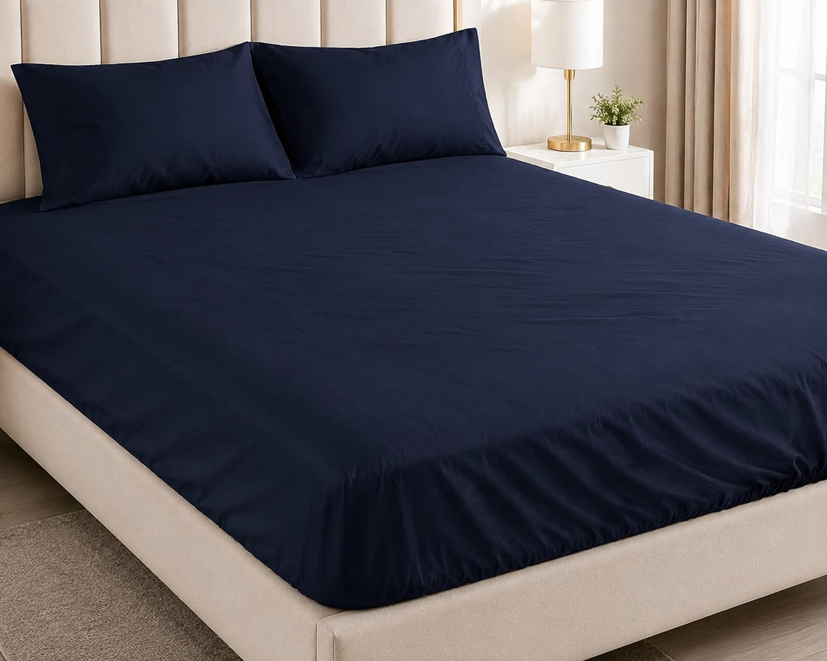 Premium Fitted Sheet – Navy Blue