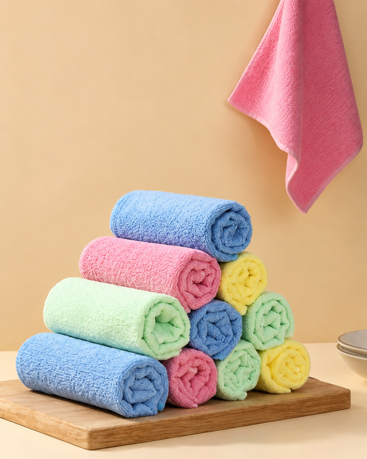 Premium Microfiber Cleaning Towels Set ( Pack of 6 )