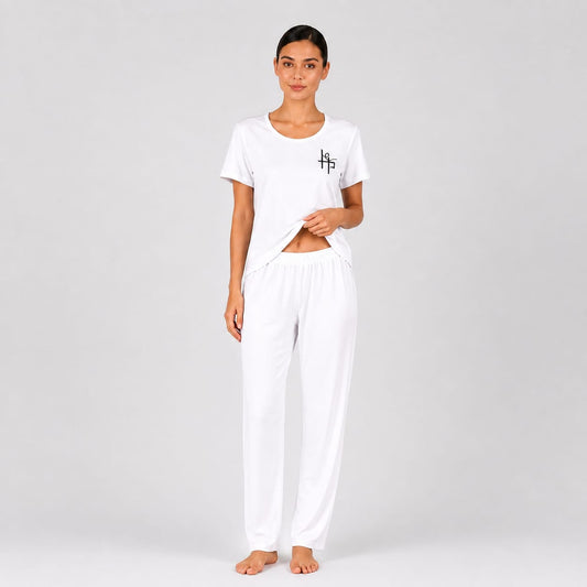 Women’s Full-Length Pajama Set – Short Sleeve T-Shirt & Long Pants